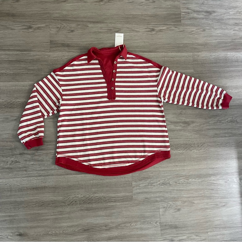 Cozy Striped Sweatshirt in Red and White
